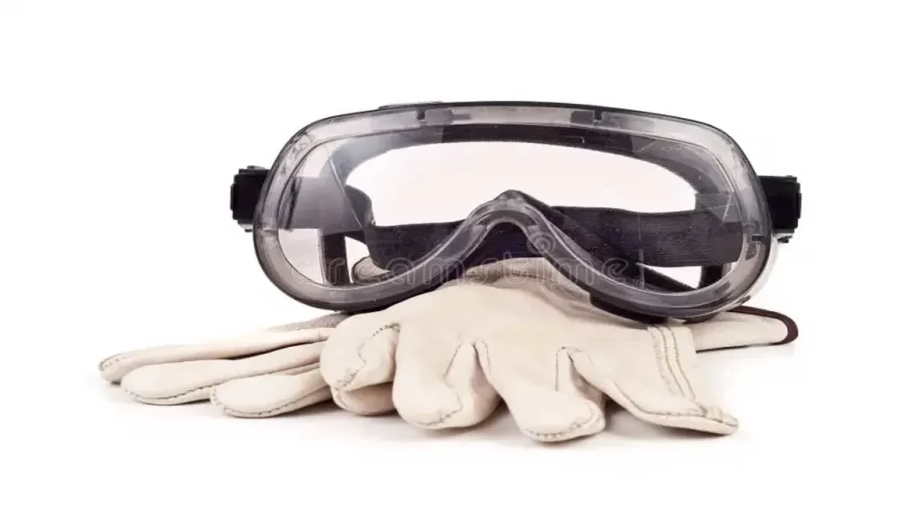 Gloves and safety glasses Gloves and safety glasses
